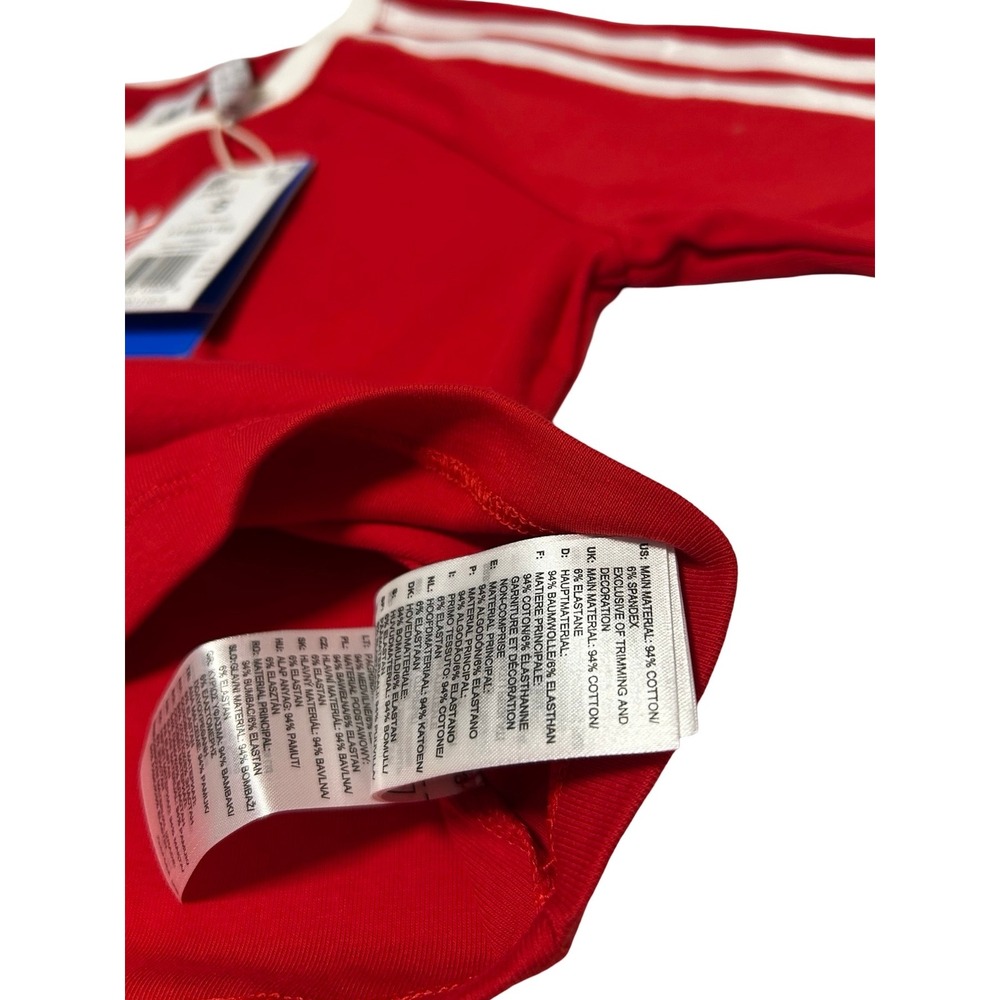 Adidas 3 Stripes Slim Fit Baby Tee Red Sz S NWT - Picture 3 of 5